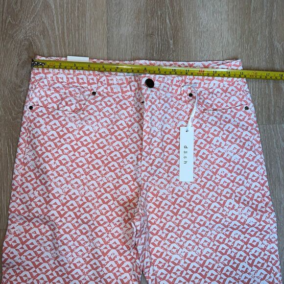 Dash Geometric Patterned Coral & White Cotton Blend Cropped Pants, Women’s 8 - Picture 3 of 12